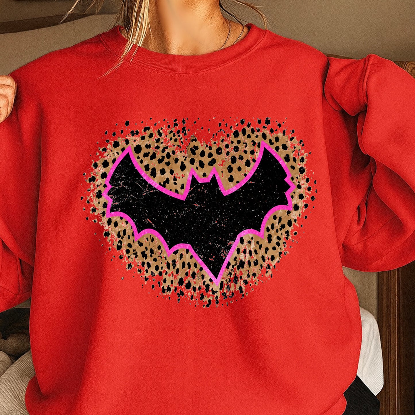 Leopard Bat Halloween Crewneck Sweatshirt