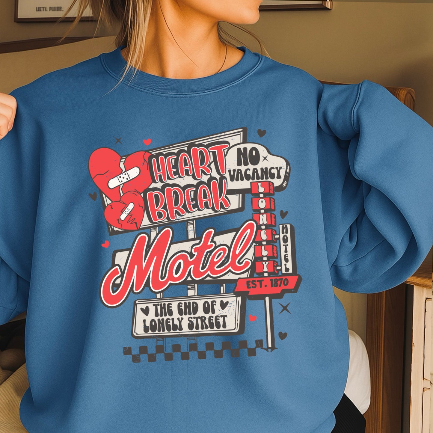 Heart Break Motel Valentine’s Day Crewneck Sweatshirt