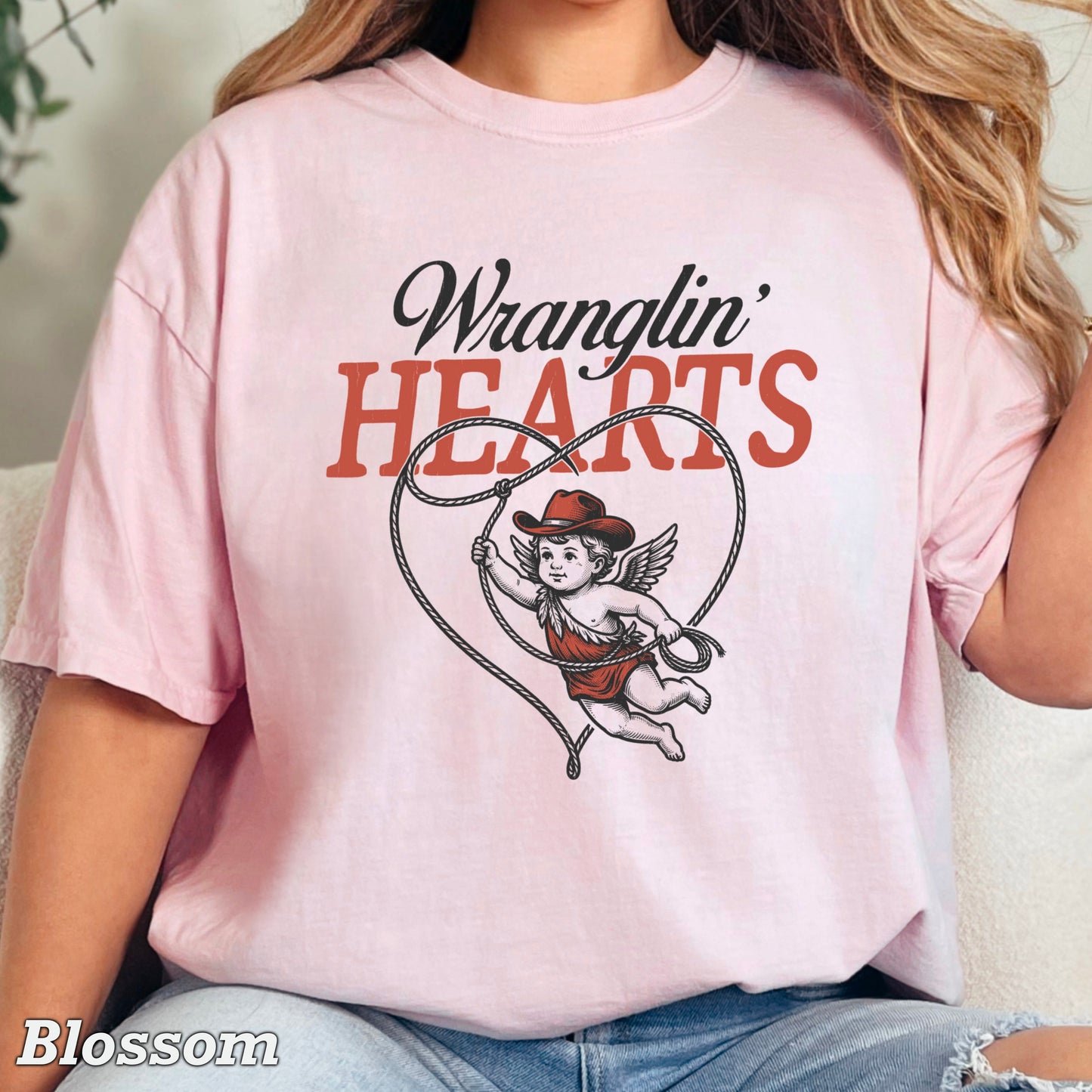 Wranglin Hearts Valentine’s Day Comfort Color Graphic Tee