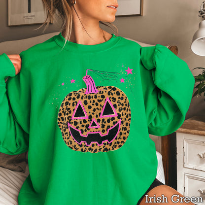 Leopard Pumpkin Halloween Crewneck Sweatshirt