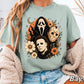 Floral Halloween Characters Comfort Color Graphic Tee