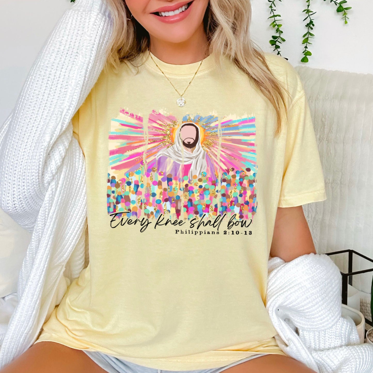 Every Knee Shall Bow Easter Comfort Color Graphic Tee