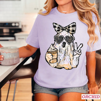 Preppy Ghost Halloween Comfort Color Graphic Tee