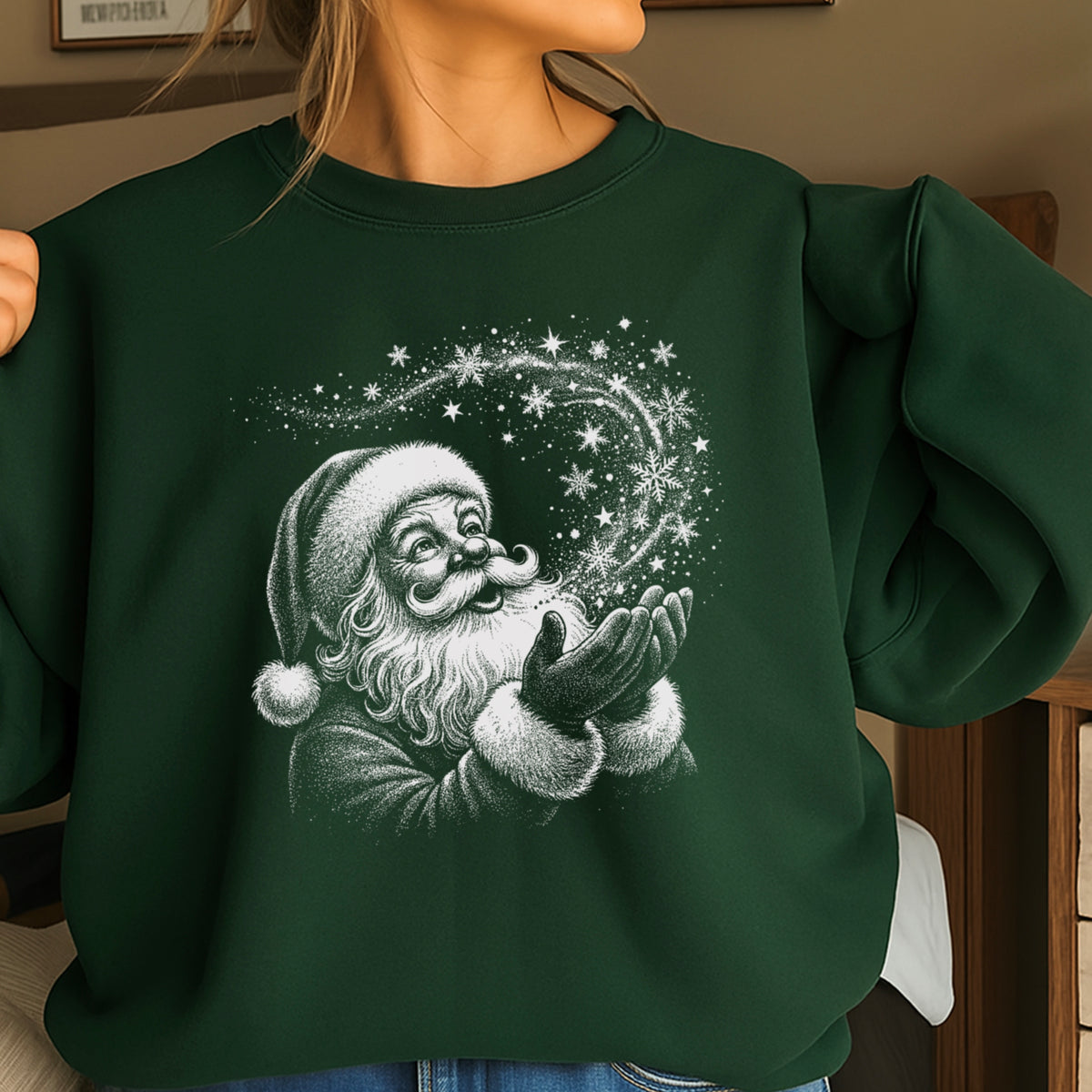 Santa Snowflakes Christmas Crewneck Sweatshirt