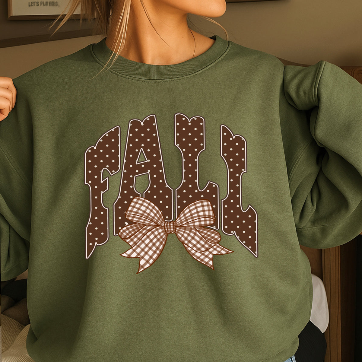 Fall Gingham Crewneck Sweatshirt
