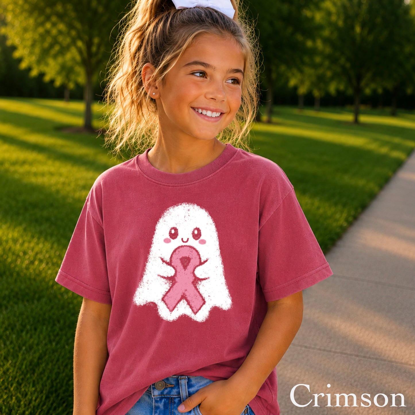 Breast Cancer Ghost Youth Comfort Color T-Shirt