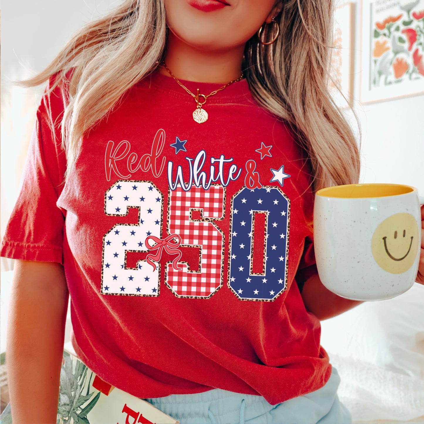 Red White & 250 Patriotic Comfort Color Graphic Tee