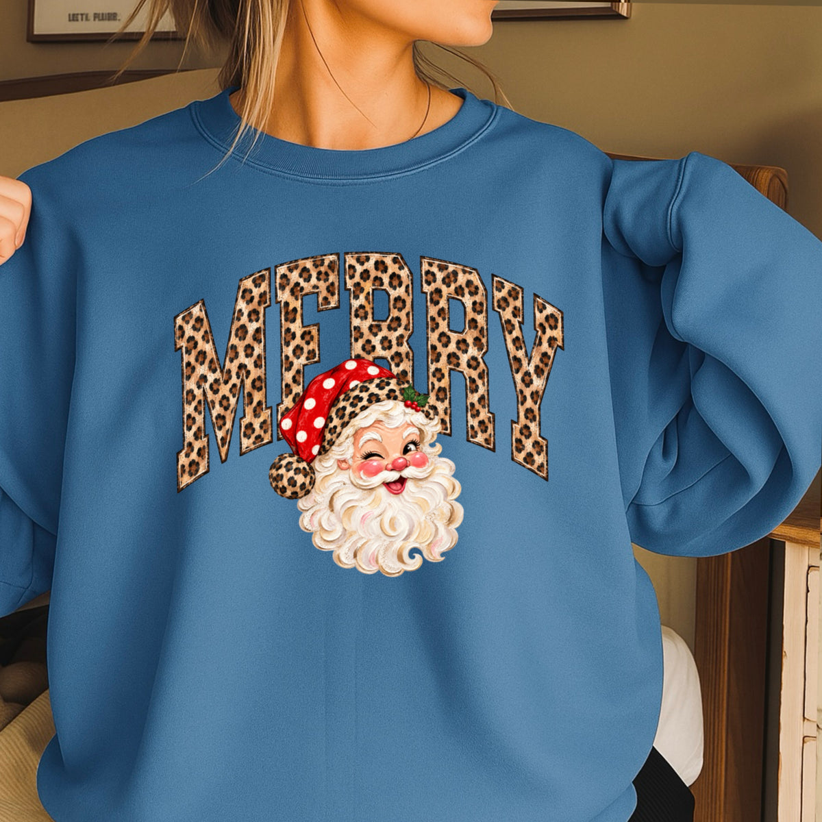 Leopard Merry Christmas Crewneck Sweatshirt