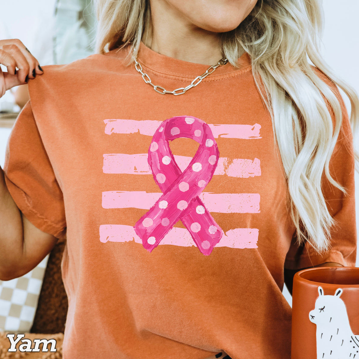 Breast Cancer Awareness Ribbon Comfort Color Graphic Tee