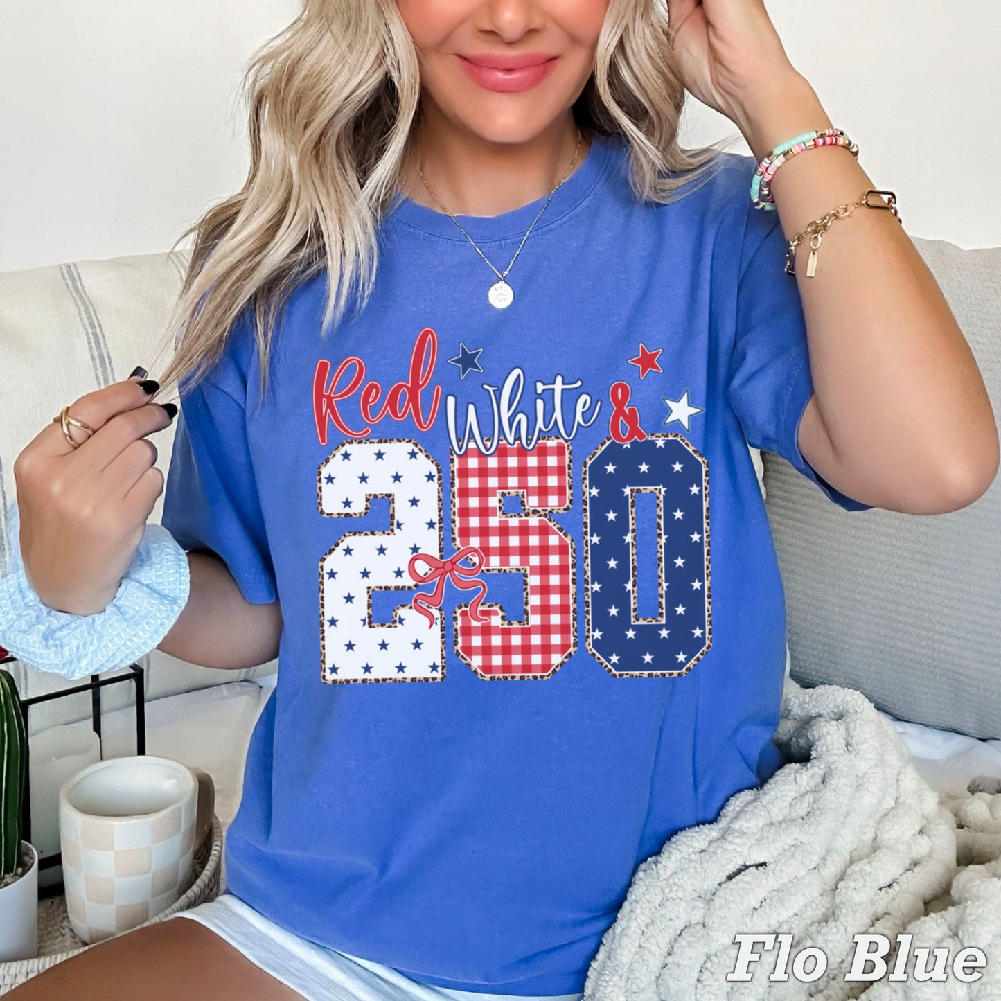Red White & 250 Patriotic Comfort Color Graphic Tee