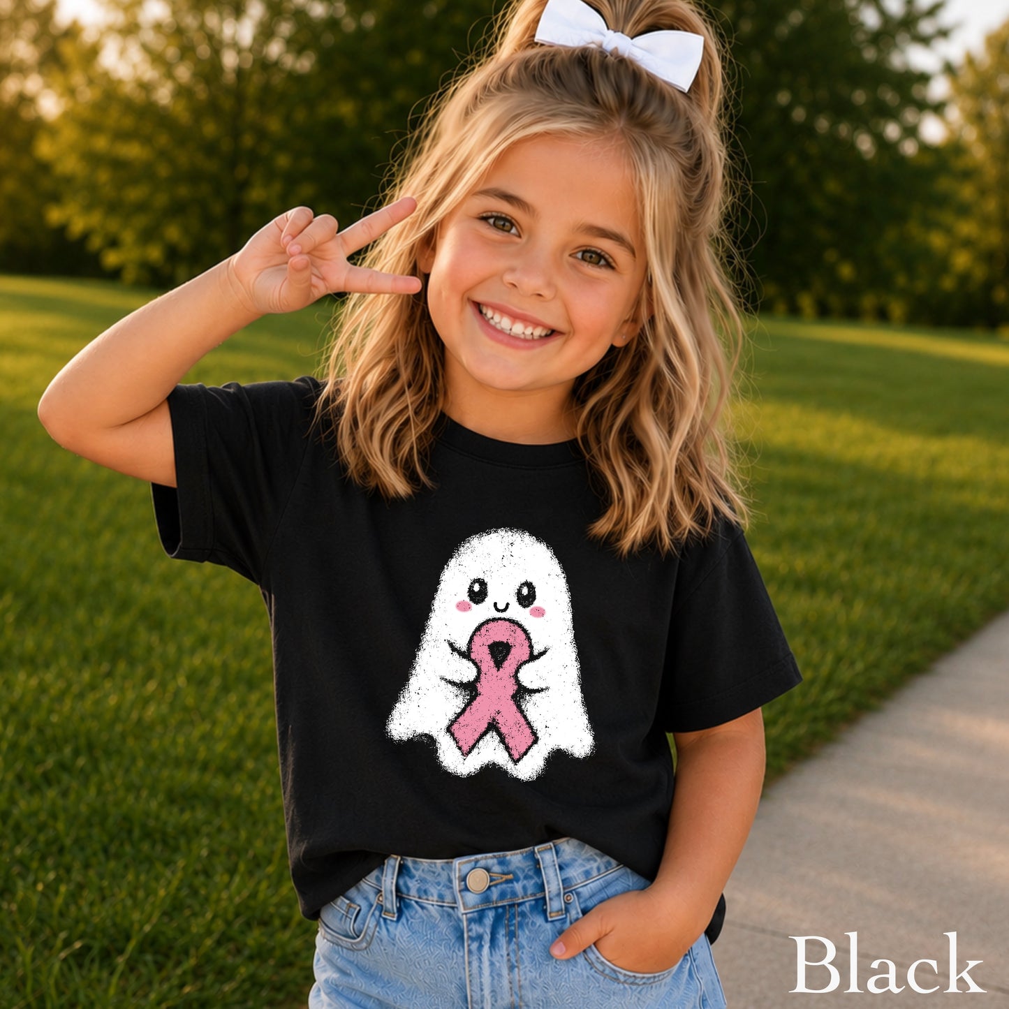 Breast Cancer Ghost Youth Comfort Color T-Shirt