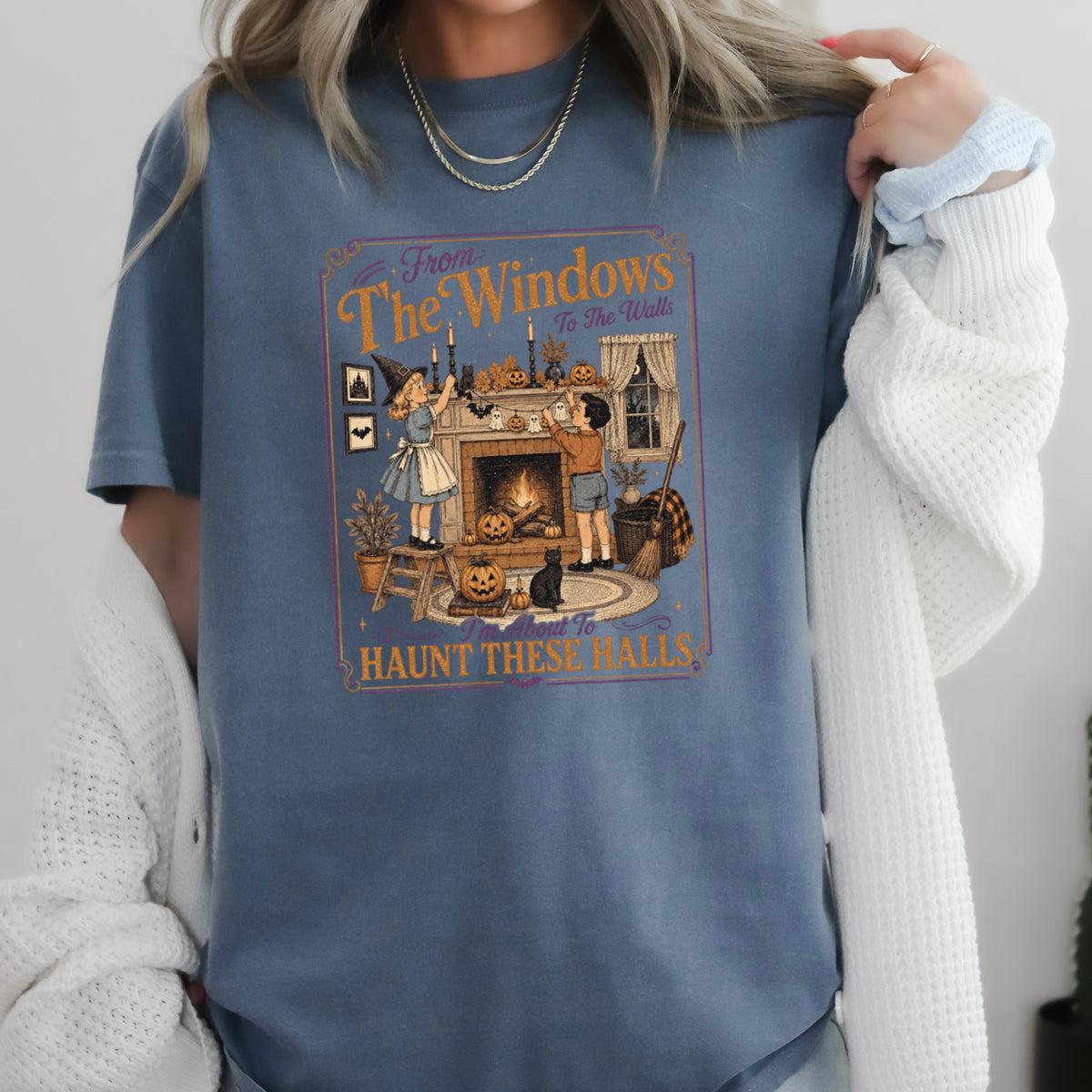 From The Windows To The Walls Halloween Comfort Color Graphic Tee