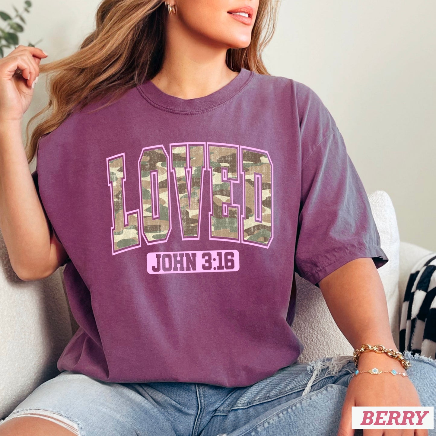 Camo John 3:16 Valentine’s Day Comfort Color Graphic Tee
