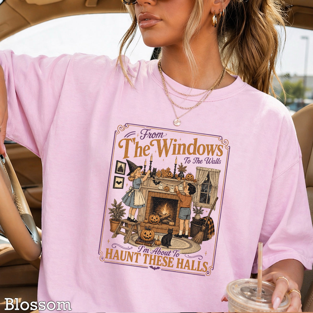 From The Windows To The Walls Halloween Comfort Color Graphic Tee