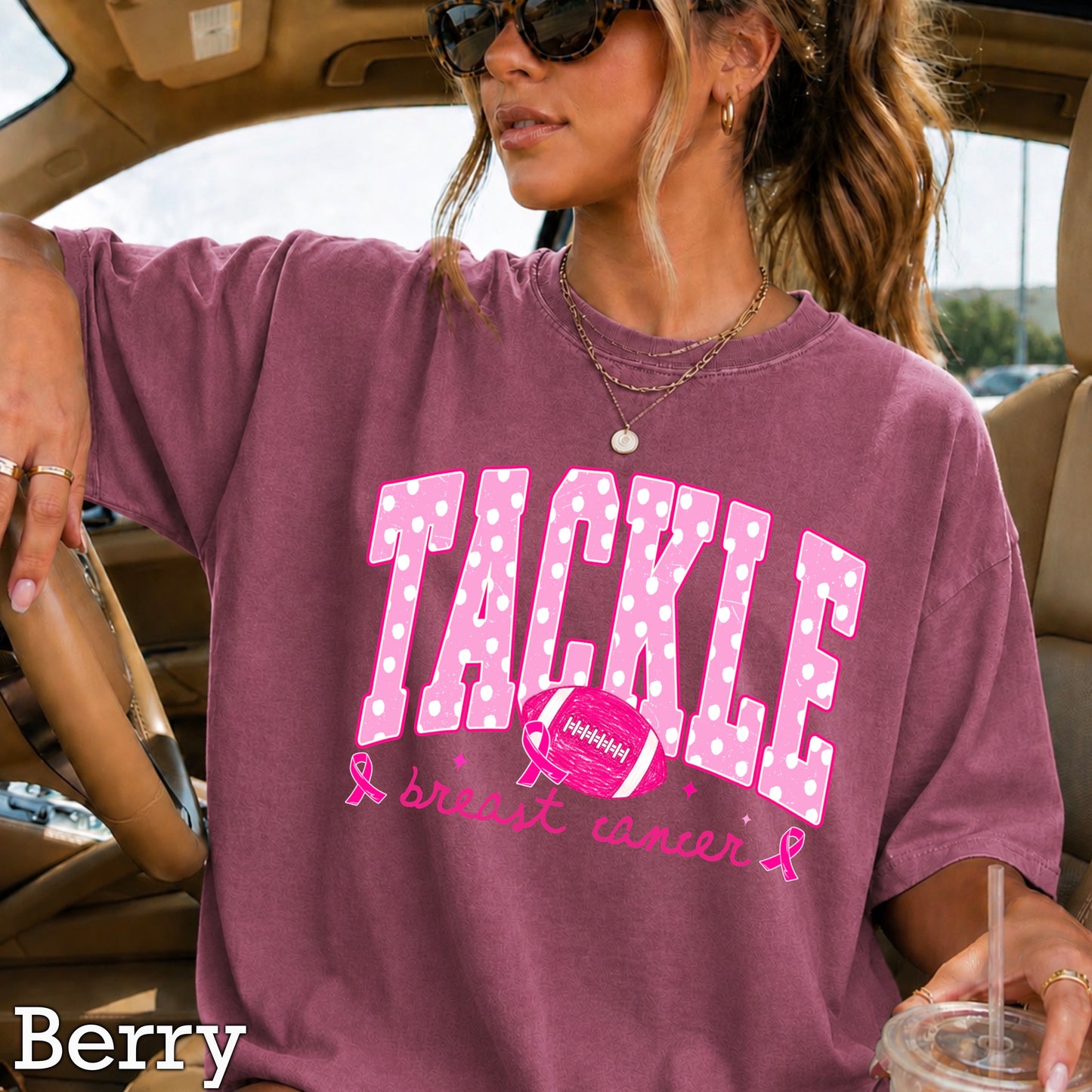 Tackle Breast Cancer Comfort Color Graphic Tee