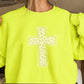 Snow Leopard Cross Christian Crewneck Sweatshirt