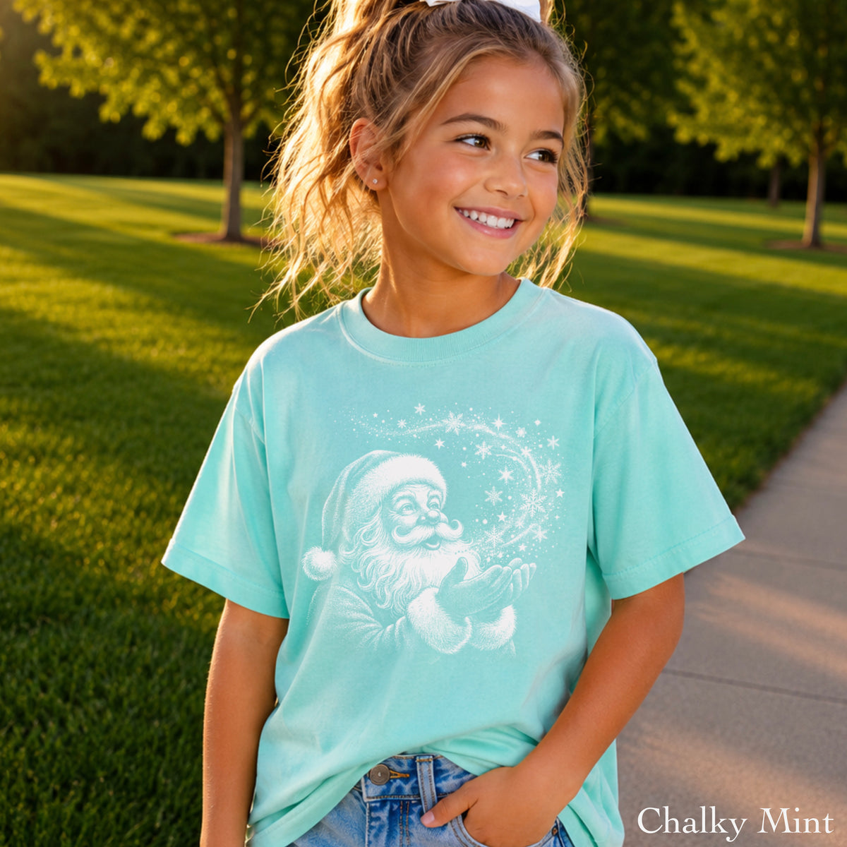 Santa Snowflakes Christmas Youth Comfort Color T-Shirt