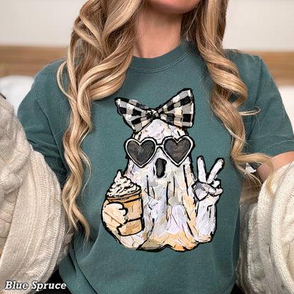 Preppy Ghost Halloween Comfort Color Graphic Tee