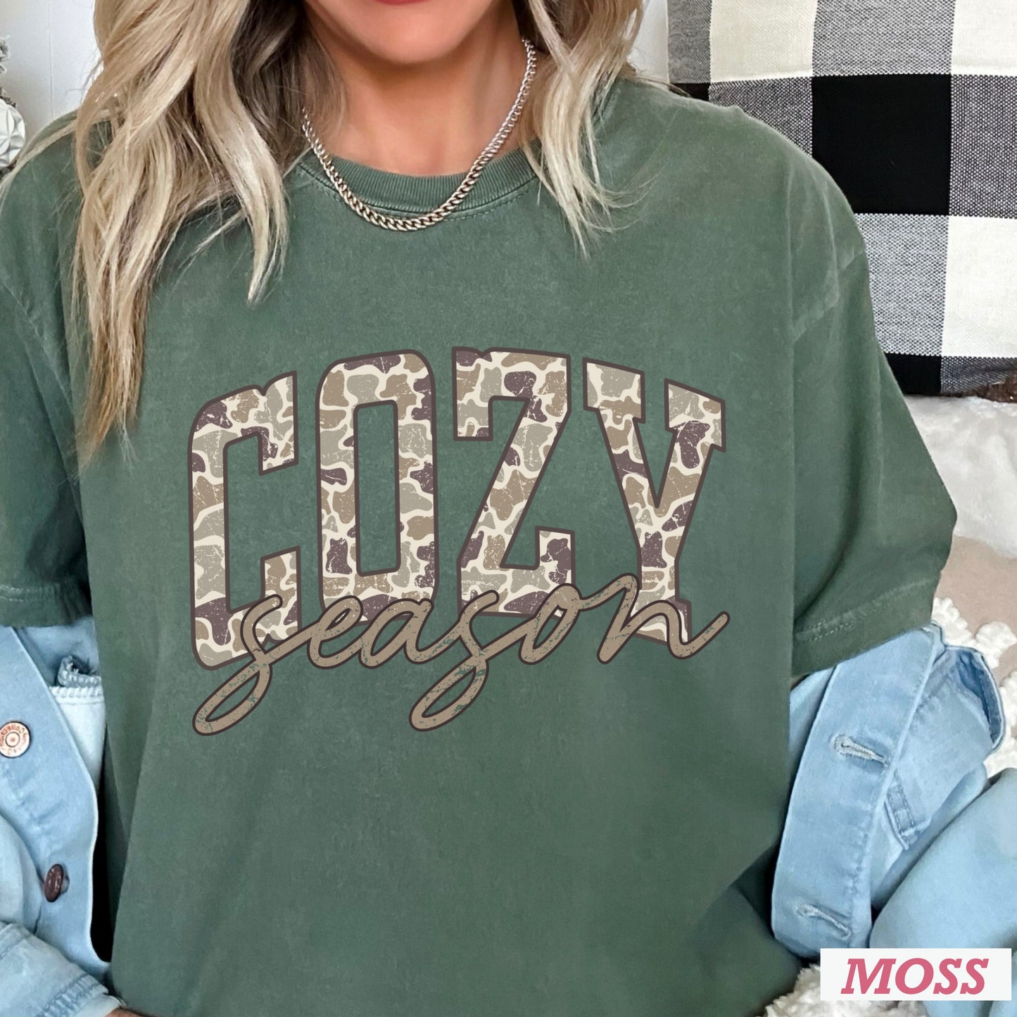 Camo Cozy Season Comfort Color Graphic Tee