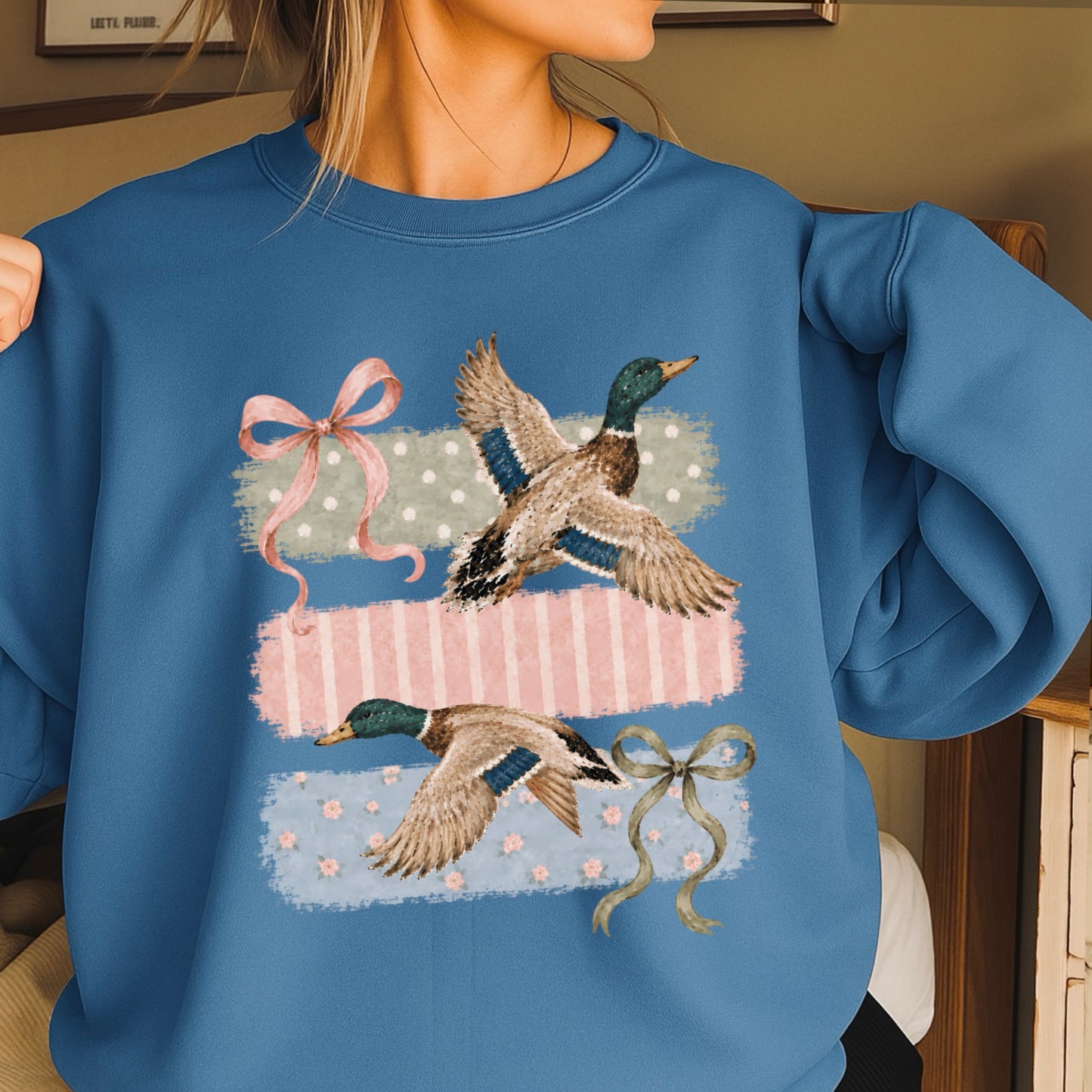 Mallard Ducks & Bows Crewneck Sweatshirt