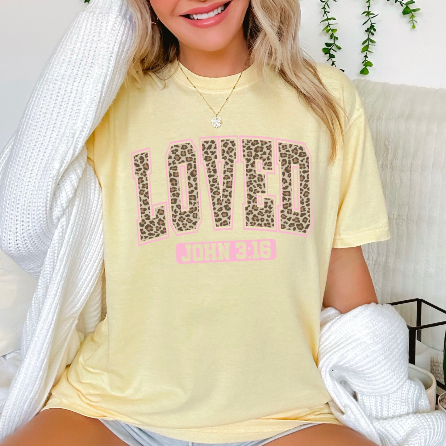 Leopard Loved John 3:16 Valentine’s Day Comfort Color Graphic Tee