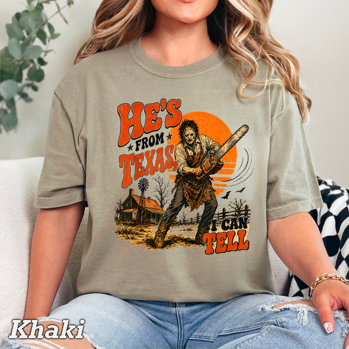 He’s From Texas Halloween Comfort Color Graphic Tee
