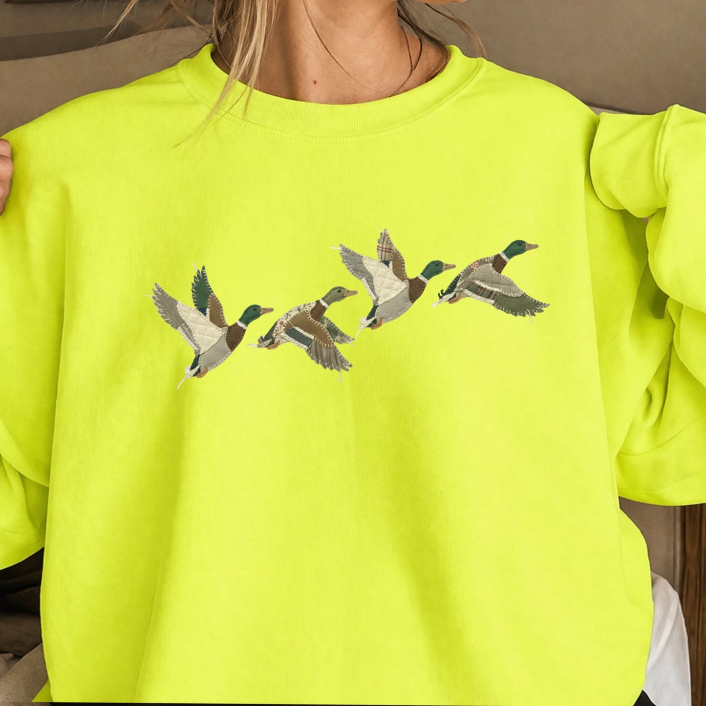 Patchwork Mallard Ducks Crewneck Sweatshirt