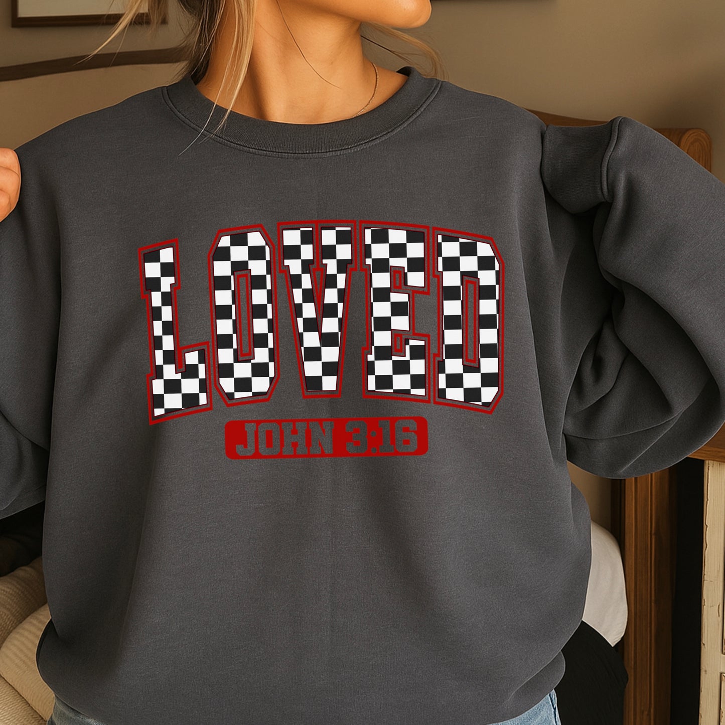 Loved John 3:16 Valentine’s Day Crewneck Sweatshirt