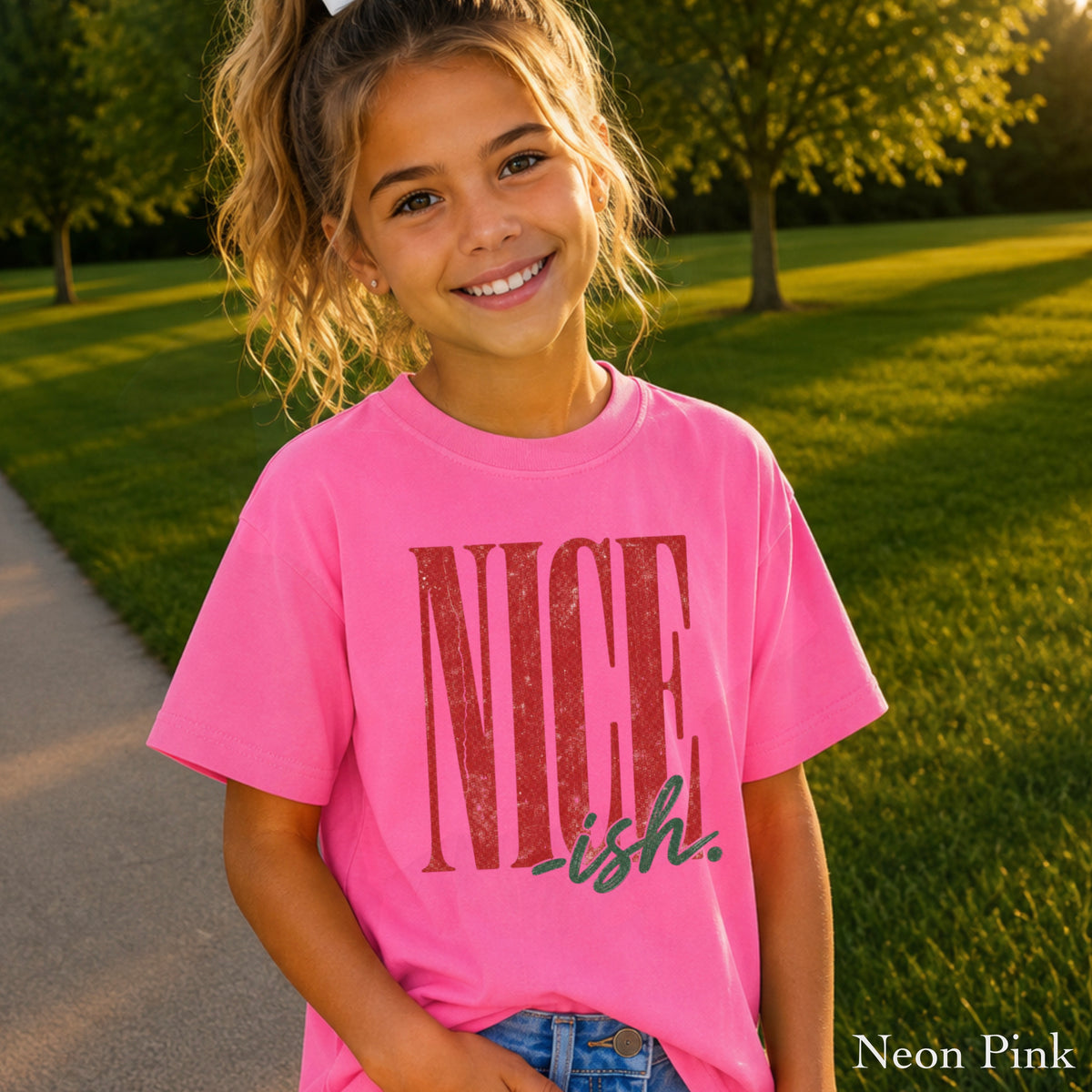 Nice -ish Christmas Youth Comfort Color T-Shirt