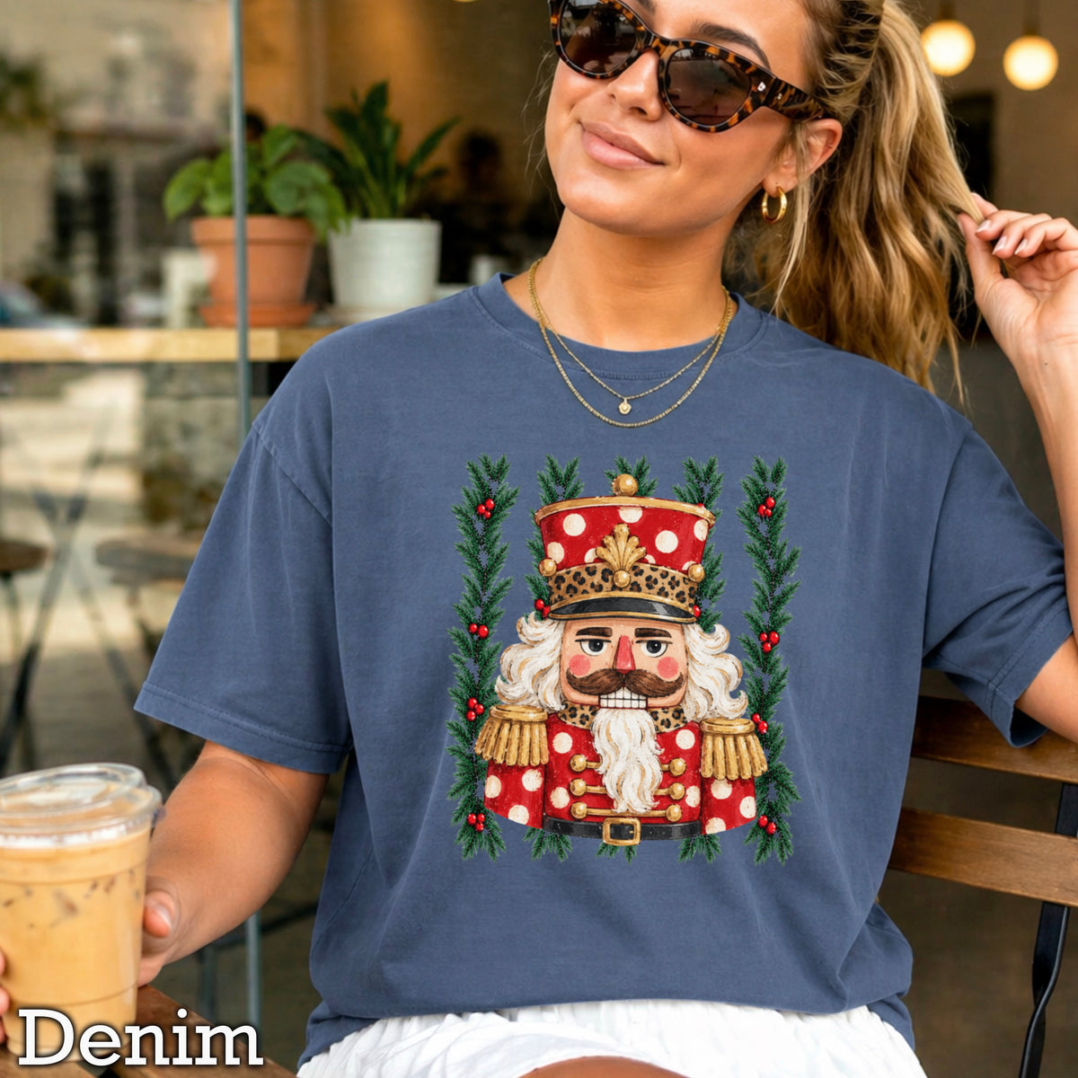 Preppy Nutcracker Christmas Comfort Color Graphic Tee