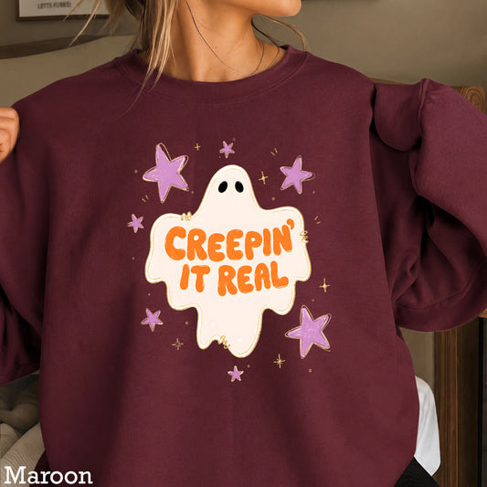 Creepin It Real Halloween Crewneck Sweatshirt