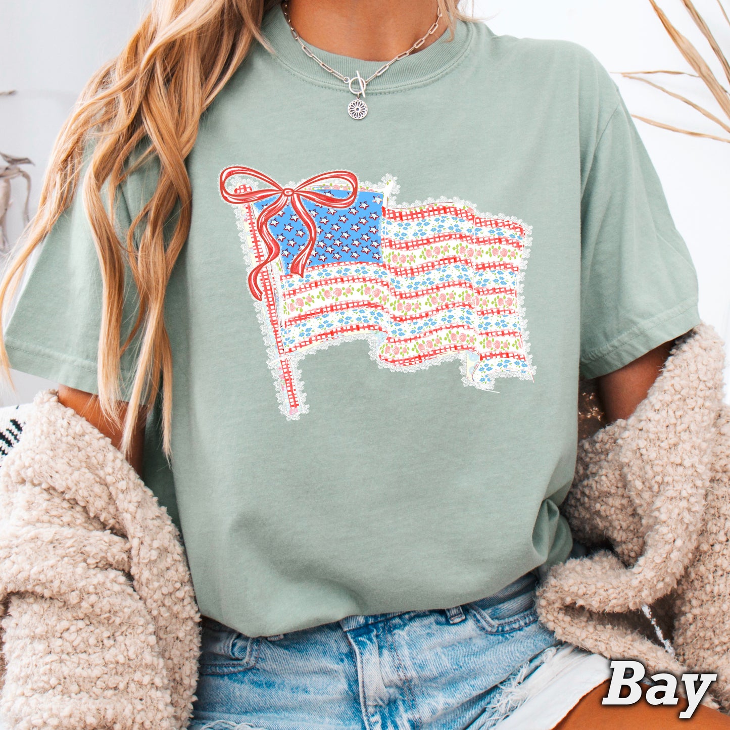 American Lace Flag Comfort Color Graphic Tee