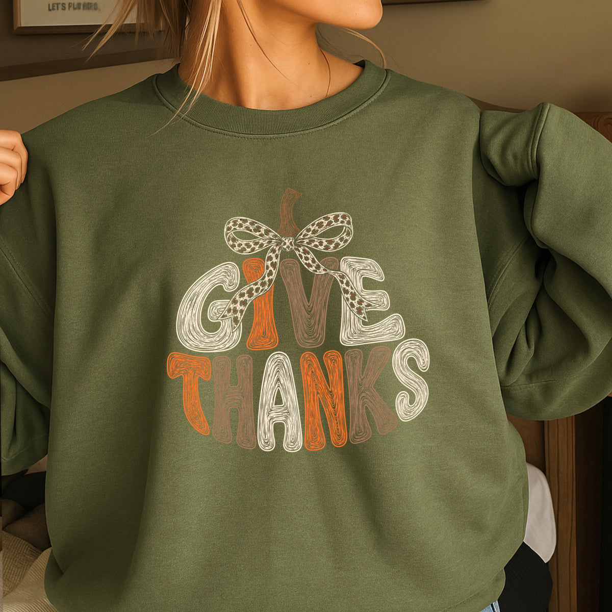 Give Thanks Thanksgiving Crewneck Sweatshirt