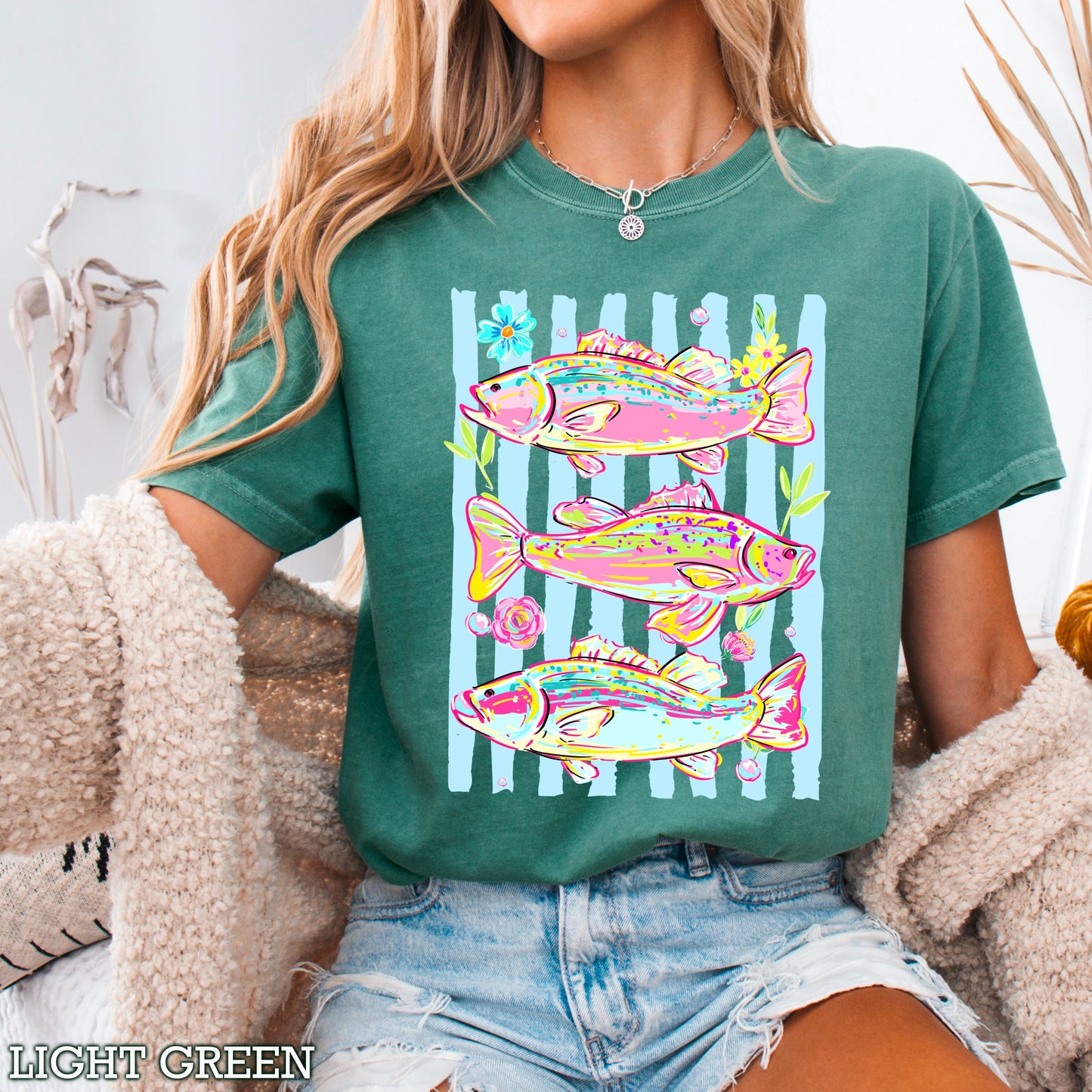 Fish Trio Comfort Color Graphic Tee