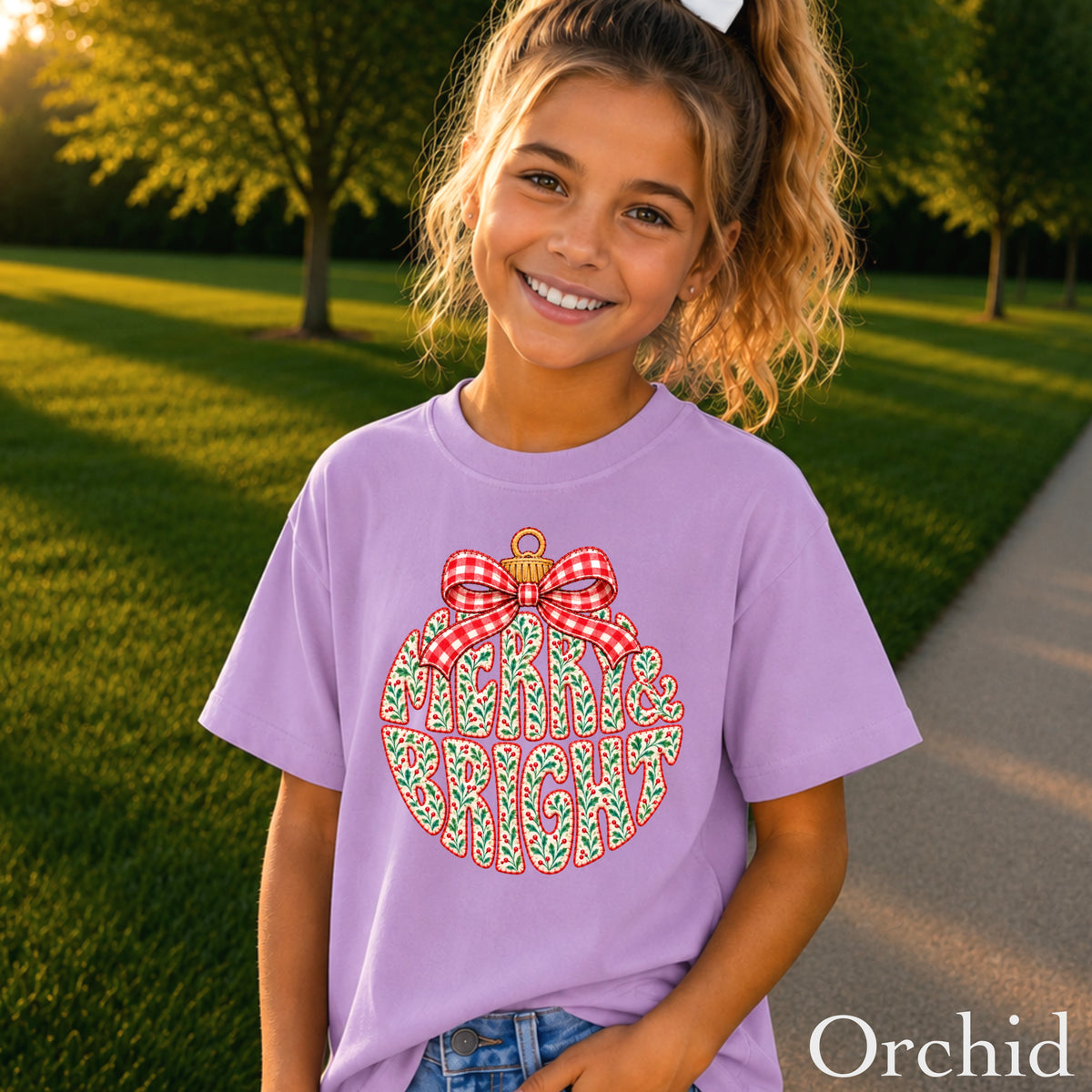 Merry & Bright Christmas Youth Comfort Color T-Shirt