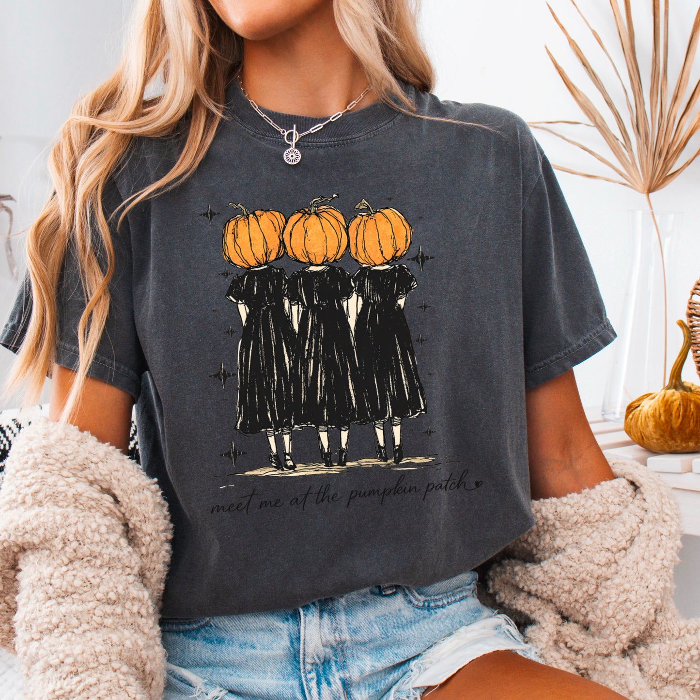 Meet Me At The Pumpkin Patch Halloween Comfort Color Graphic Tee