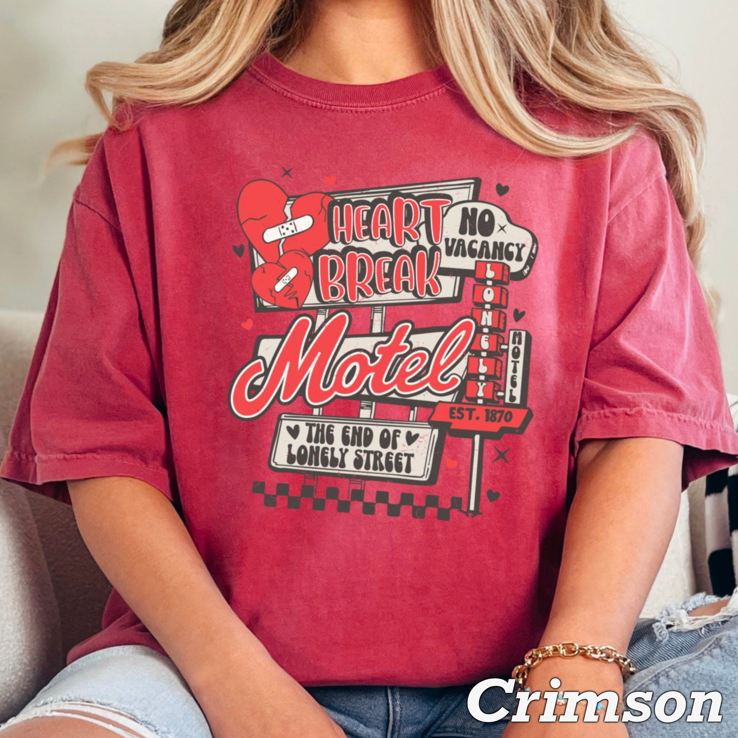 Heart Break Motel Valentine’s Day Comfort Color Graphic Tee