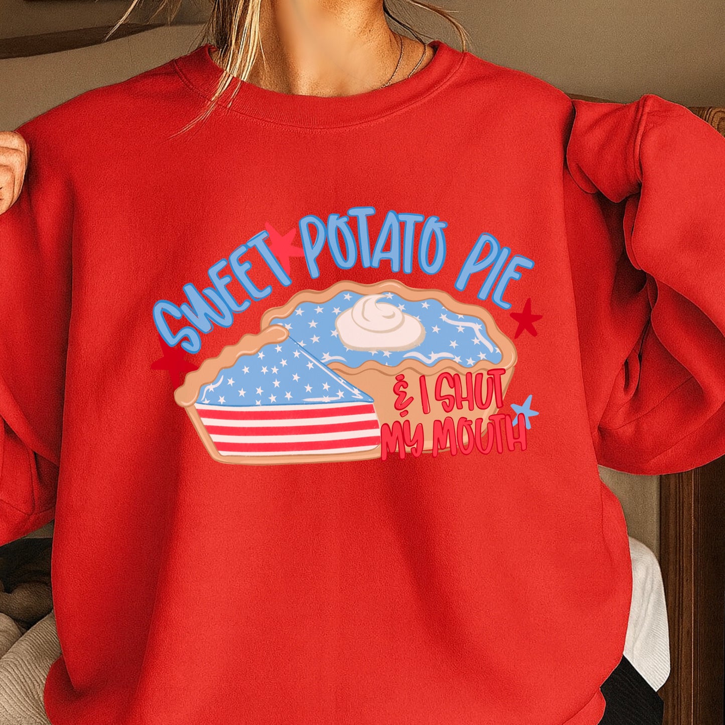 Sweet Potato Pie Patriotic Crewneck Sweatshirt