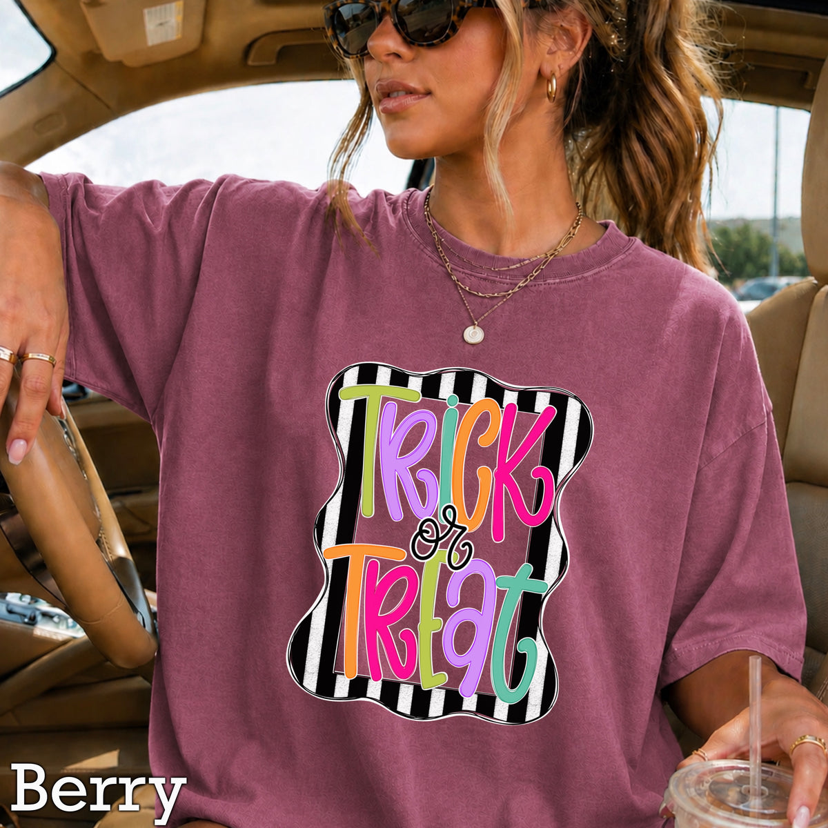 Trick Or Treat Halloween Comfort Color Graphic Tee