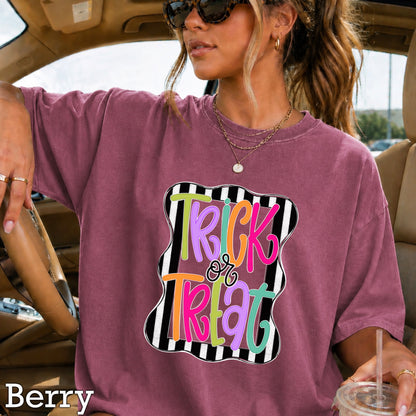 Trick Or Treat Halloween Comfort Color Graphic Tee