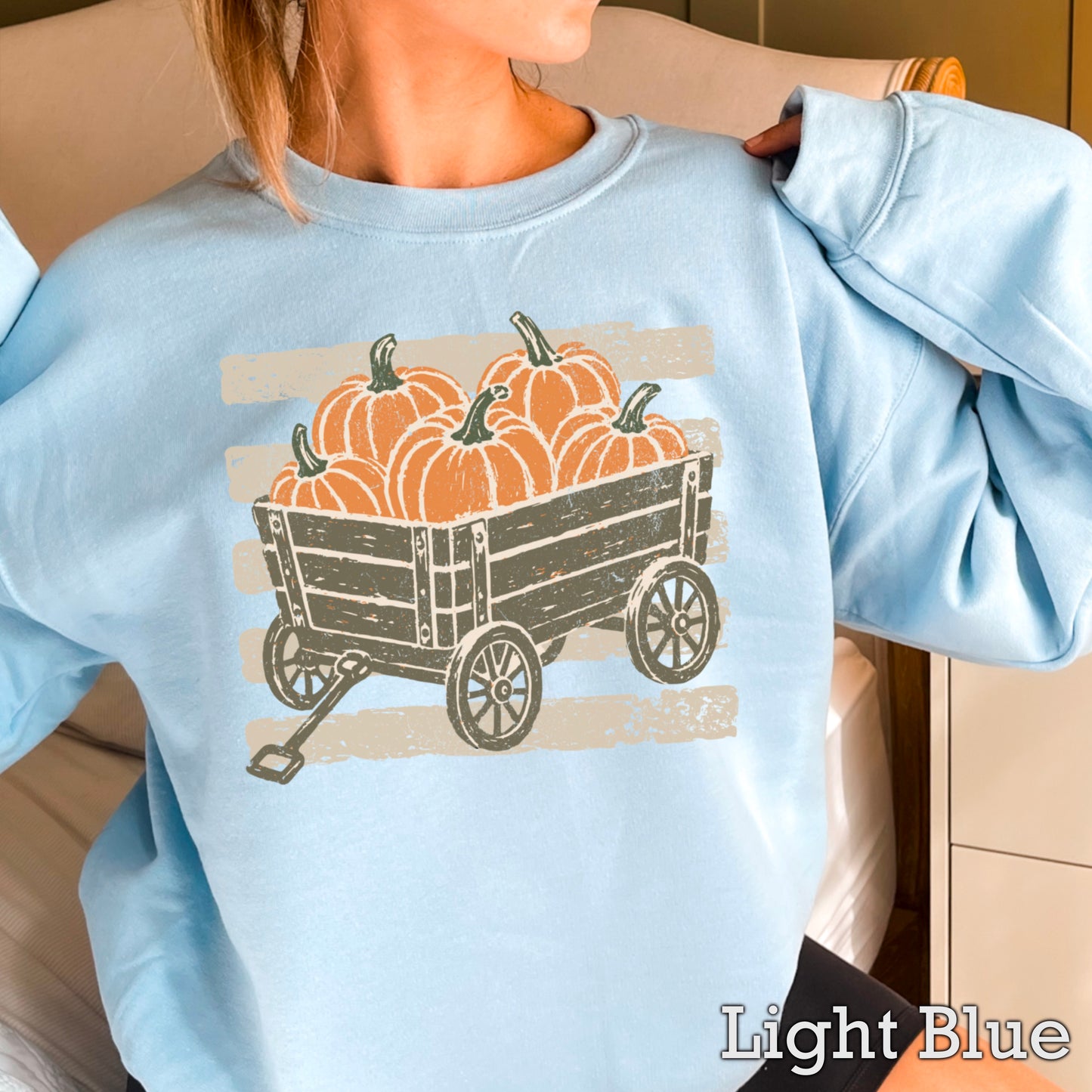 Pumpkin Wagon Fall Crewneck Sweatshirt