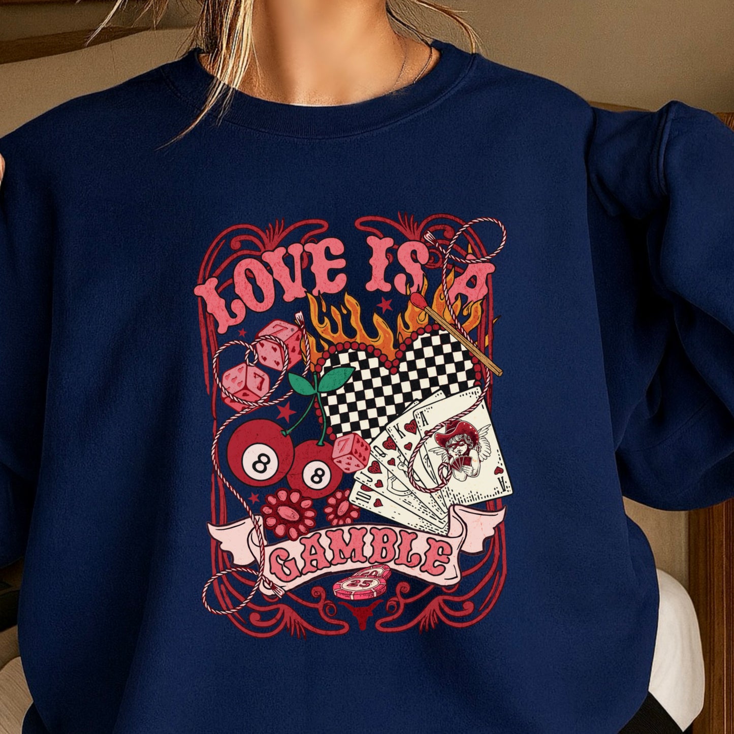 Love Is A Gamble Valentine’s Day Crewneck Sweatshirt