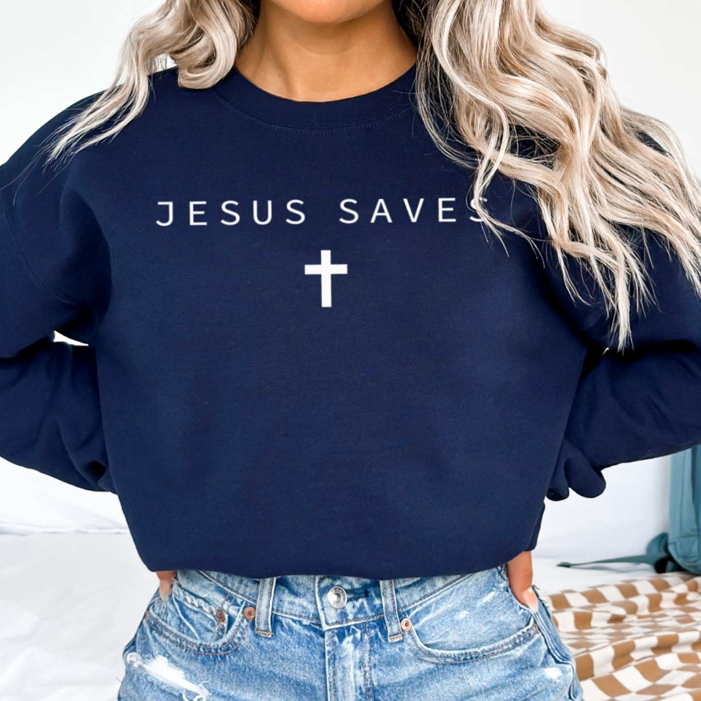Jesus Saves Graphic Crewneck Sweatshirt