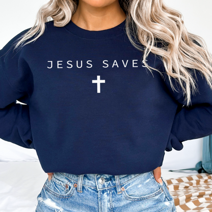 Jesus Saves Graphic Crewneck Sweatshirt