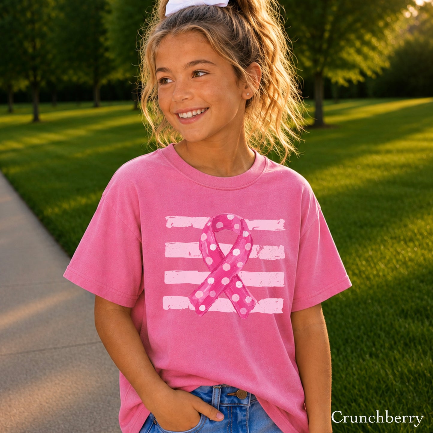 Breast Cancer Awareness Ribbon Youth Comfort Color T-Shirt
