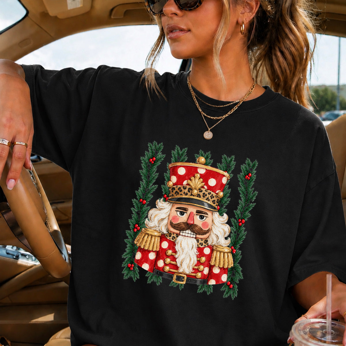 Preppy Nutcracker Christmas Comfort Color Graphic Tee