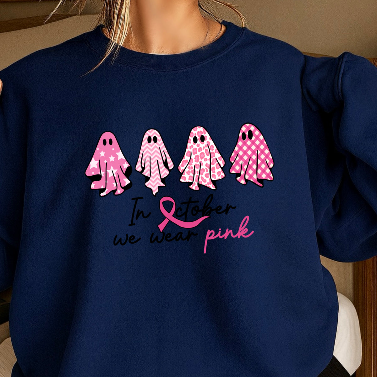In October We Wear Pink Crewneck Sweatshirt