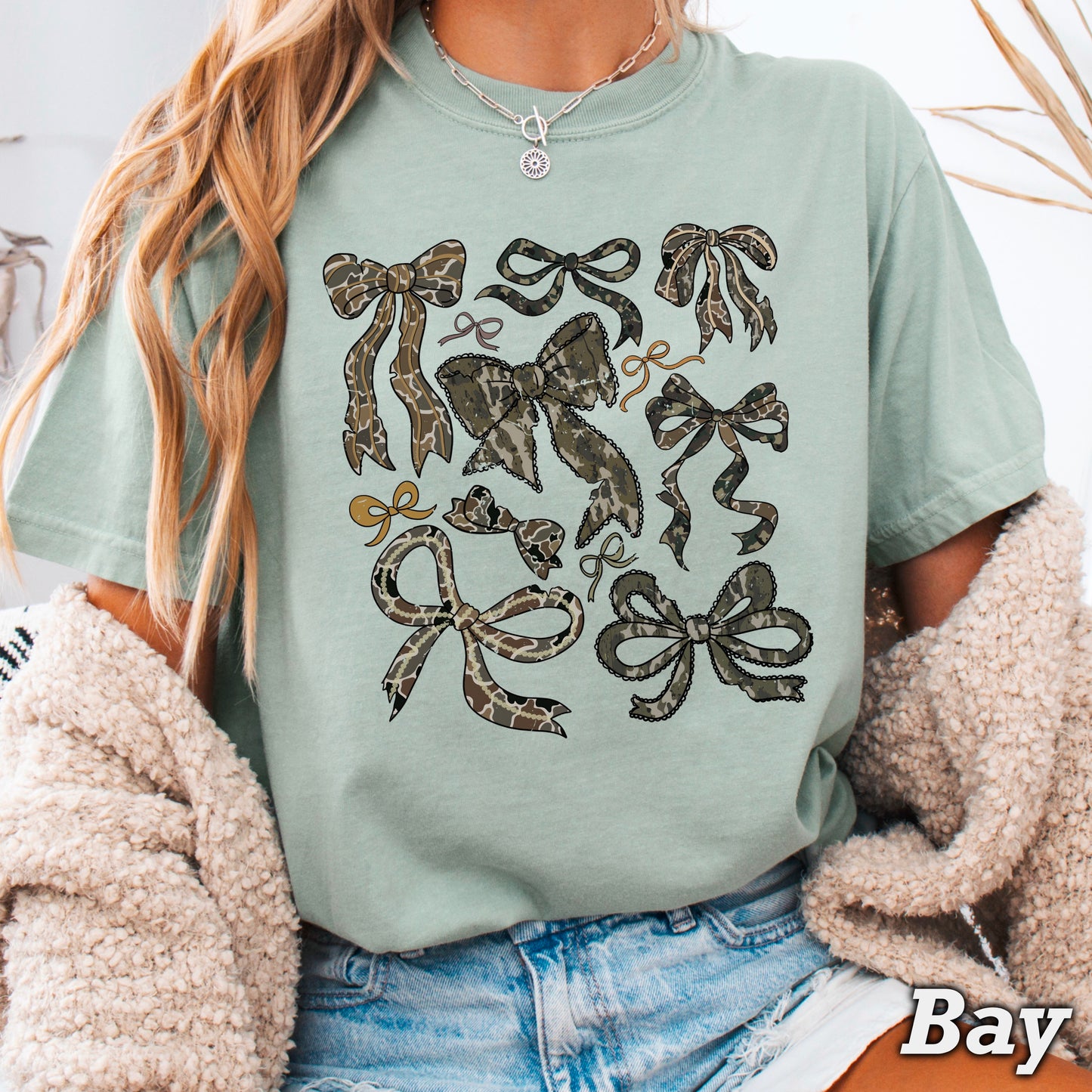 Camo Bows Comfort Color Graphic Tee