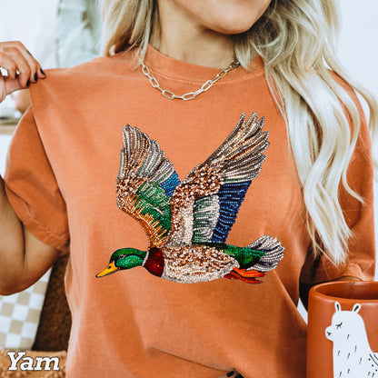 Faux Rhinestone Mallard Duck Comfort Color Graphic Tee