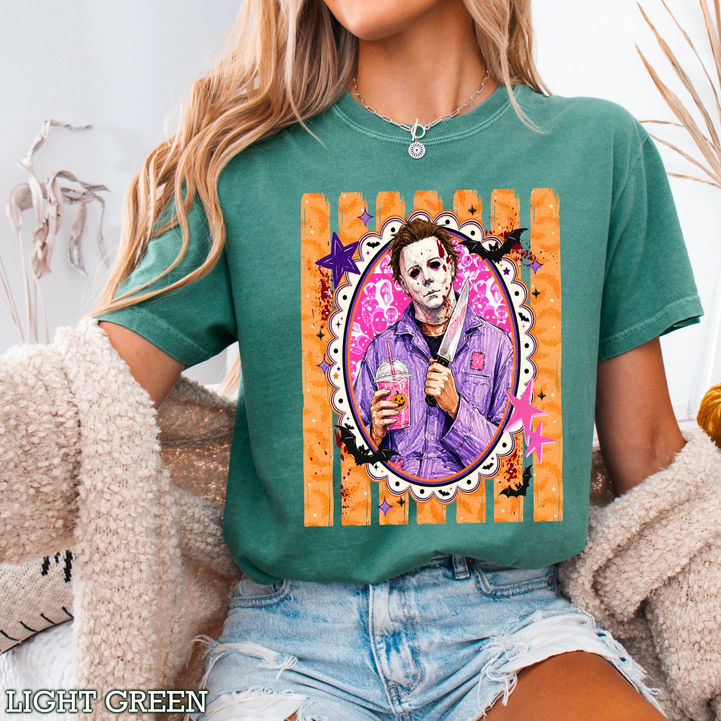 Horror Film Character Halloween Comfort Color Graphic Tee